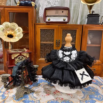 15/20/40cm Lolita Negro Vestido de Princesa de la Ropa de la Muñeca de la Felpa Traje Traje Sin Atributos Cosplay Vestido de Accesorios de Regalo