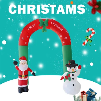 2,4 M de Navidad Inflable del Arco con la Luz del LED de Navidad Atmósfera Arco con Santa Claus y muñeco de Nieve Gigante para el Partido de Reuniones
