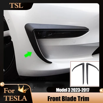 2021 2022 2023 Frontal de la Cuchilla de ajuste Para el Tesla Model 3 de Fibra de Carbono ABS luz Antiniebla Delantera de la Decoración de Accesorios de Automóviles