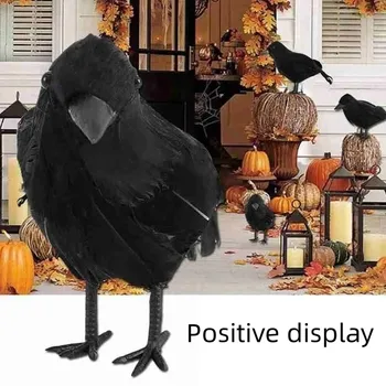 2023 Halloween Cuervo Negro Adorno de Simulación Cuervo Modelo Animal de Aves de Miedo Juguetes Horror Props Fiesta de Halloween en Casa de BRICOLAJE Decoración