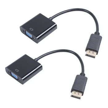 2X 1080p DP DisplayPort Macho a VGA Hembra Convertidor de Cable del Adaptador de Stock