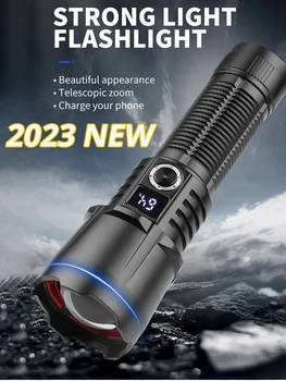 30W XHP160 Nuevo Fuerte Luz de la Linterna de LED de Tipo C, batería Recargable de Alta Potencia Foco de la Lámpara de la Gama Larga de la Antorcha Linterna de Emergencia
