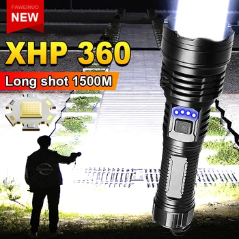36-core XHP360 LED Super Brillante Linterna USB de Alta Potencia Recargable de la Antorcha Potente XHP50.2 LED Impermeable de la Táctica de la Mano de las Lámparas