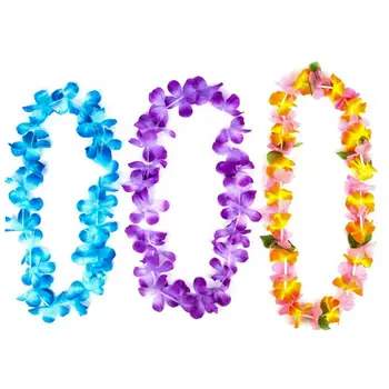36 Pcs Artificial Collar De Hawaii Flores Hechas A Mano De Playa Corona Hawaiana Parte De La Decoración De La Guirnalda De La Boda Decoración De Colores