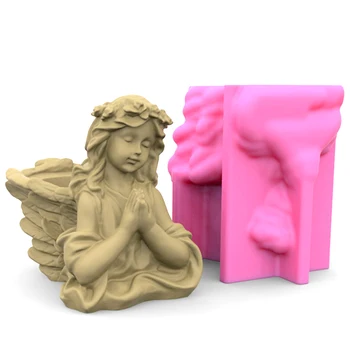 3D Ángel Chica Oración Molde de Silicona para el BRICOLAJE Creatived de la Caja de Almacenamiento de Cemento Molde de Yeso de la Resina de la Vela Tarro de Moldes de Decoración para el Hogar