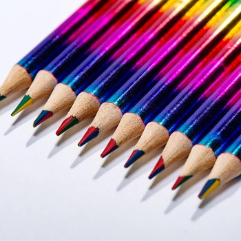 3Pcs de Papel arco iris Lápices de Color 4 En 1 Gradiente de Lápices de colores de la Escritura de artículos de Papelería Escolar y Suministros de Oficina Escritura y la Pintura