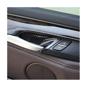 4PCS Car Interior de la Manija de la Puerta Bol Cubierta de guarnición para BMW X5 F15 X6 F16 2014-2018 Apoyabrazos Marco del Panel Decorativo Pegatina de Plata