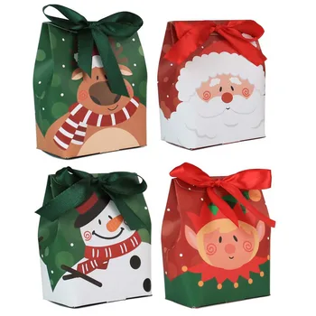 50 piezas/Lote Feliz Navidad Santa de Papel de la Manija de Regalo de Chocolate Dulce Caja de Embalaje Cajas para Navidad Año Nuevo de Parte de la Decoración