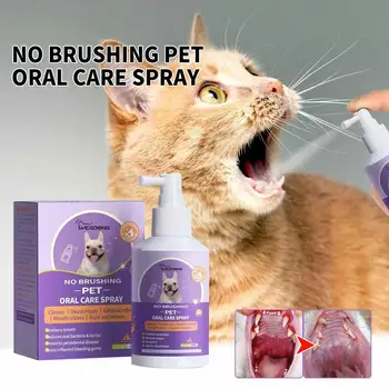 50ml Mascotas Oral Limpiar Spray de Perros Gatos Boca Fresca Dientes Limpios Desodorante Prevenir Cálculo Quitar Gatito Mal Aliento Suministros de Mascota