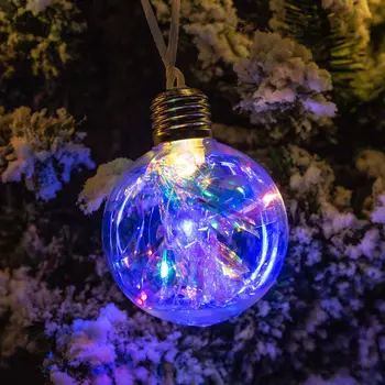 6cm Bola de Navidad de la Bombilla de Luz Diamante de Color de la Bola Luminosa de Plástico Colgante de la Bola que Deseen Luz de la Decoración del Árbol de Navidad