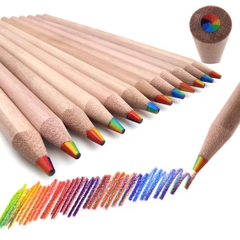 7 en 1 Color Lápices de Colores de arco iris Lápices para los Estudiantes, Lápiz de Madera Gruesa Varilla de Conjuntos de Arte para Colorear Dibujo de Bocetos
