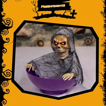 Animados de Halloween Candy Tazón de Titular con el Griterío de Cráneo y MotionSensor para el Truco orTreat