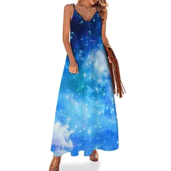 Azul Nublado Cielo de la Noche Vestido sin Mangas para mujer de la ropa de las mujeres la tendencia de la ropa de 2023 vestido de verano de verano de la mujer de vestido de 2023