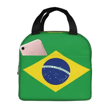Bandera De Brasil Térmica Bolsa de Almuerzo Aislado Aislado bento bolsa de Comida Contenedor Bento Bolsa Estanco Bolso de la Caja de Almuerzo de la Escuela Alumno