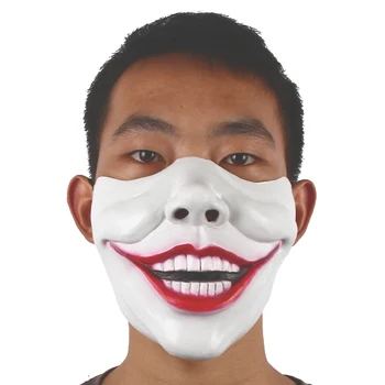 Blanco la mitad de la cara de disfraces disfraces de Halloween accesorios sonrisa de la máscara