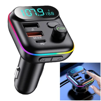 Bluetooth del coche 5.0 Transmisor de FM Rápido USB Tipo C Cargador de Coche Colorido manos libres Kit de Coche Reproductor de Mp3, el Apoyo TF Tarjeta B