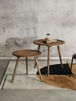 Bohemio American retro de madera maciza mesa de café de ratán sofá lado de la mesa balcón mesa de la esquina de la mesa redonda de hospedaje de ocio de la tabla