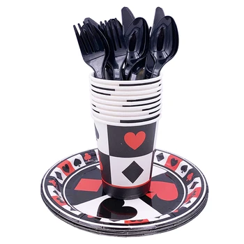 Casino Vajillas De La Fiesta De Cumpleaños Decoración De Poker Juego De Platos De Papel, Tazas De Adultos En Las Vegas Fuentes Del Partido