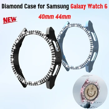 Caso de Bling Para el Samsung Galaxy Reloj 6 de 40 mm, de 44 mm de PC Hueco del Marco de Protección de Doble Diamante para el Galaxy Reloj Caso de los 6 de Accesorios