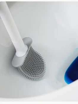 Cepillo Limpiador Colgando de Silicona con Mango Largo Flexible Limpiador de Baño Cepillo de Secado Rápido Titular de Accesorios de Baño