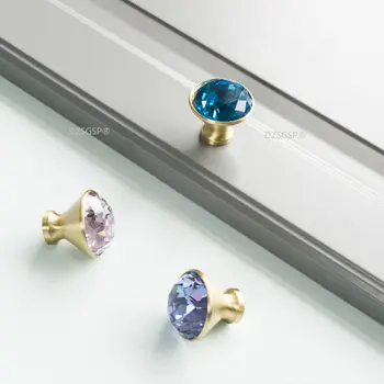 Colorido de Diamante de Cristal de Tiradores para Muebles de Armario Ganchos de Pared + Lujo de Latón para Gabinetes de Pomos de Puerta de Armario de Cocina de la Tira