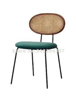 De estilo europeo silla de comedor diseñador de mimbre silla de salón de té de café de hierro de ocio silla retro peine de maquillaje presidente