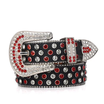 Diamante Cinturones de Punk Oscuro Negro Rojo Cristal Perno de Accesorios de la Correa de la Moda de Lujo de diseño de diamante de imitación de Ceinture Y2K Cintura Decoración