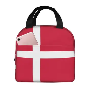 Dinamarca-drapeau de la Bandera de la Bolsa de Almuerzo impresora Térmica Portátil Aislado Reutilizables Durable Impermeable a prueba de fuga del Cuadro para la Oficina de la Escuela de Picnic