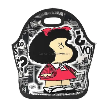 Divertido Mafalda Neopreno Bolsa De Almuerzo/Lunch Box/Totalizador Del Almuerzo/Picnic Bolsas Nevera Portátil De Viaje Organizador De La Escuela De La Oficina De Trabajo
