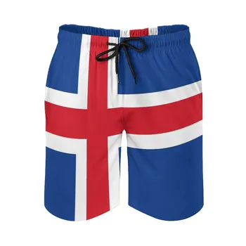 El Anime de los Hombres pantalones Cortos de Playa de Bandera de Islandia Suelto Elástica Causal Casual Gráfico de Machos Cortos de Baloncesto Cordón Ajustable en la Respiración