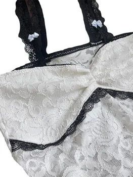Encaje Floral Backless sin Mangas Mini Blanco Camisola para las Mujeres s de Verano Arnés Chaleco Tops