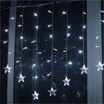 Estrella de la Cadena de Luces 96 LED de Navidad Guirnalda de Hadas de Cortina de luz al aire libre de Interior Para el Dormitorio Casa de Fiesta de la Boda Decoración de 2024