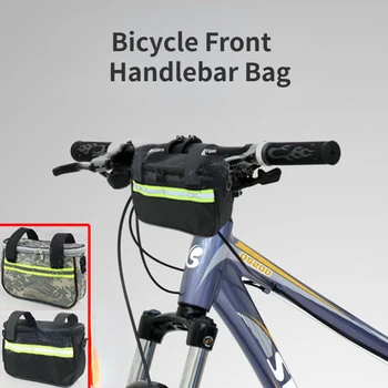 Impermeable de la Bicicleta Frente a Bolsa de Manillar para Bicicleta de Montaña a Caballo, Primera Bolsa con Grifo y Colgantes de Diseño de cinta Reflectante
