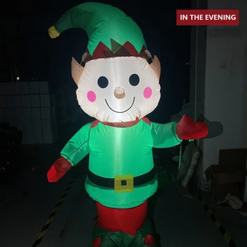 Inflable Xmas Elf Modelo con LED de Luz de Navidad Elf Decoración de 1,5 M de Ambiente Festivo Luminoso Suministros para Jardín de Césped, Porche