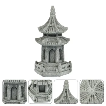 Jardín Acuario Pagodas al aire libre Hexagonal Grande de la Torre de la Pagoda de Adornos Modelo Decoraciones Pequeñas de piedra Arenisca de BRICOLAJE Bonsai