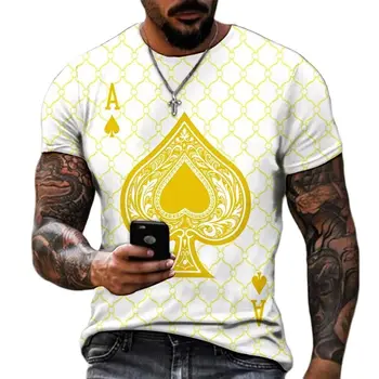 Jugando a las Cartas modelo 3D de la Calle Tops Impreso en 3D T-shirt de Moda Urbana Retro camiseta de 2023 Verano Casual de Manga Corta T-shirt