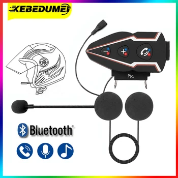 Kebidumei 2600mAh Bluetooth 5.0 Auriculares de Casco de la Motocicleta Auricular Inalámbrico Anti-Interferencia de Teléfono Manos Libres Kit de Llamada