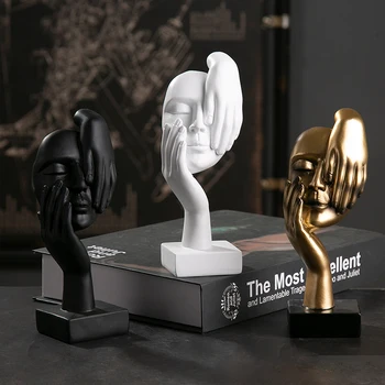 La moderna decoración del Hogar accesorios Silencio es de oro de la estatua del Pensador Abstracto Escultura Vivir Decoración de la Habitación de Escritorio de Oficina, de Adorno de