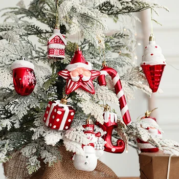 La navidad Helado de muñeco de Nieve de la Casa de la Estrella de Cinco puntas Muletas Combo Colgando de los Niños Adornos del Árbol de Navidad