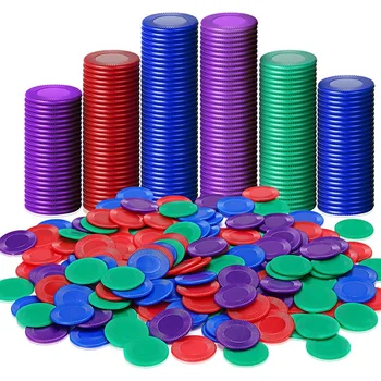 La parte superior!-400 Piezas De Plástico De Fichas De Poker Juego De Fichas De 4 Colores Contador De La Tarjeta Para Juegos De Conteo De Juego De Bingo De Los Chips De La Tarjeta De