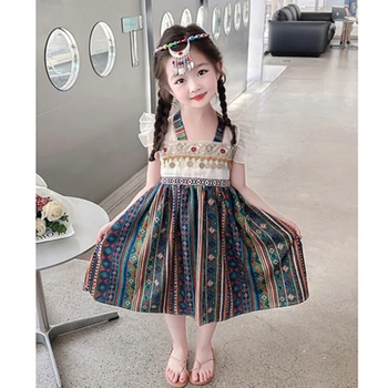 Las niñas Borlas Vestido de Verano de Estilo coreano 2023 Niños Cosplay de la Princesa Vestidos de los Niños de la Fiesta de Cumpleaños Retro Disfraz de Princesa