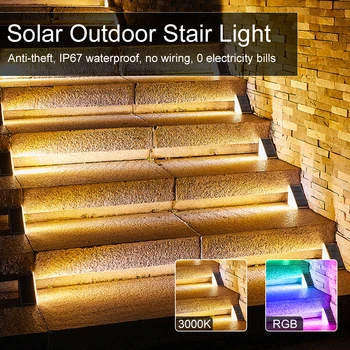 LED al aire libre de la Luz Solar Paso de la Lente de la Lámpara de Diseño Super Brillante IP67 resistente al agua Anti-robo de la Escalera de Luz Iluminación de Decoración Para Jardín Terraza
