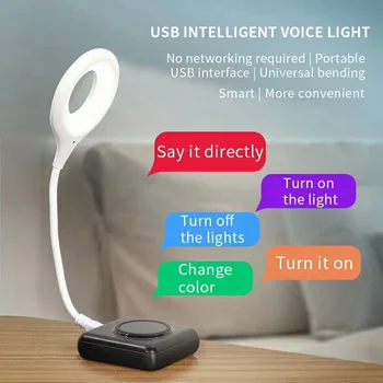 LED Controlado por la Voz de la Noche la Luz USB 3 Color de Ahorro de Energía de iluminación de Escritorio de Voz, Sensor de Ambiente de la Luz de Iluminación de Emergencia