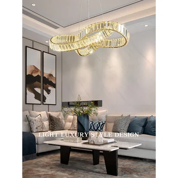 Led de Arte Araña Colgante de Luz de la Lámpara Moderna Anillos de Cristal para la Cocina Comedor Dormitorio Vida de Lujo K9 Lustre