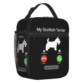 Mi Scottish Terrier Está Llamando Aislado de Bolsas de Almuerzo para las Mujeres Scottie Perro se puede utilizar muchas veces Térmica Enfriador de Caja Bento Escuela