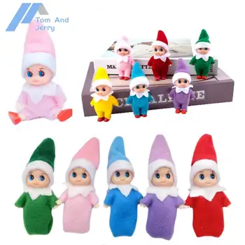 Mini Navidad Estantería Bebé Elf Muñecos de PVC de Fieltro de Muñecas Juguetes Feliz Chriatmas la Decoración del Hogar de Navidad Adornos de Niños Regalos Accesorios
