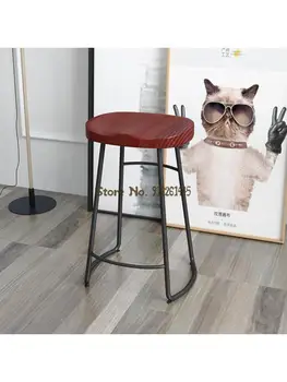 Moderna de barra simple silla de madera maciza de bastones de hierro silla alta moda para el hogar de la comida de la junta creativo bar cafe silla