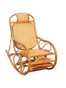 Natural de Indonesia de mimbre mecedora para adultos de la mecedora para adultos de ocio silla balcón silla de mimbre ancianos sillón perezoso