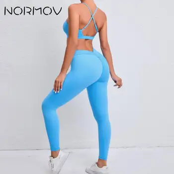 NORMOV Perfecta Conjunto de Yoga de Inserción de la Mujer en los Deportes de Conjunto de la Belleza de la Espalda Gimnasio Conjunto de las Mujeres de Entrenamiento Sólido Conjunto Desnudo Sensación de Bra de Secado Rápido