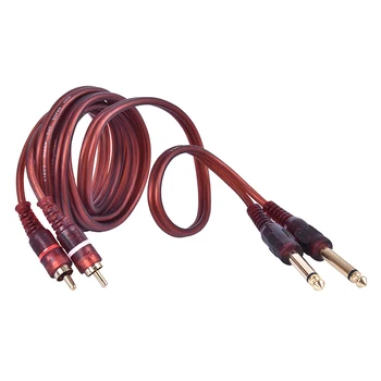 Nueva Llegada 1pc 1,5 M de Cable de conexión RCA Dual Macho a Doble 6.35 mm 1/4 de pulgada Macho Mezclador de Audio Cable